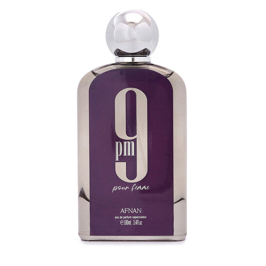 Afnan 9PM for Women (3.4 oz). A sweet, elegant floral scent with vanilla, amber and musk. Long-lasting—perfect for evening wear.