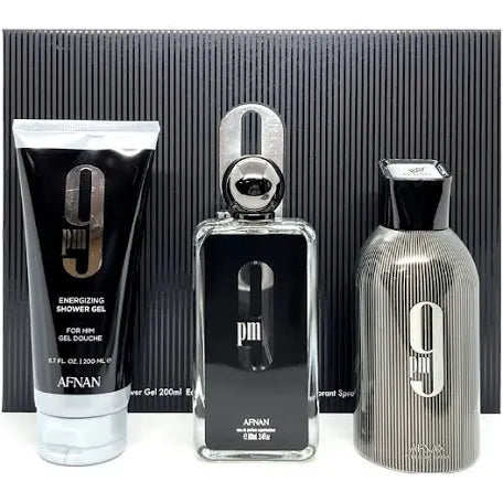Afnan 9PM Men Gift Set — EDP 3.4 oz + Shower Gel 5.0 oz + Deodorant Spray 5.0 oz
