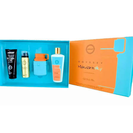 Armaf Odyssey Mandarin Sky Men Gift Set — EDP 3.4 oz + Shower Gel 3.4 oz + Body Spray 1.7 oz + Shampoo 8.4 oz