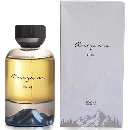 Atralia Amazonas Drift (100 ml) — woody-spicy unisex EDP with grapefruit, cinnamon, and rum over amber, frankincense and sandalwood. Long-lasting.