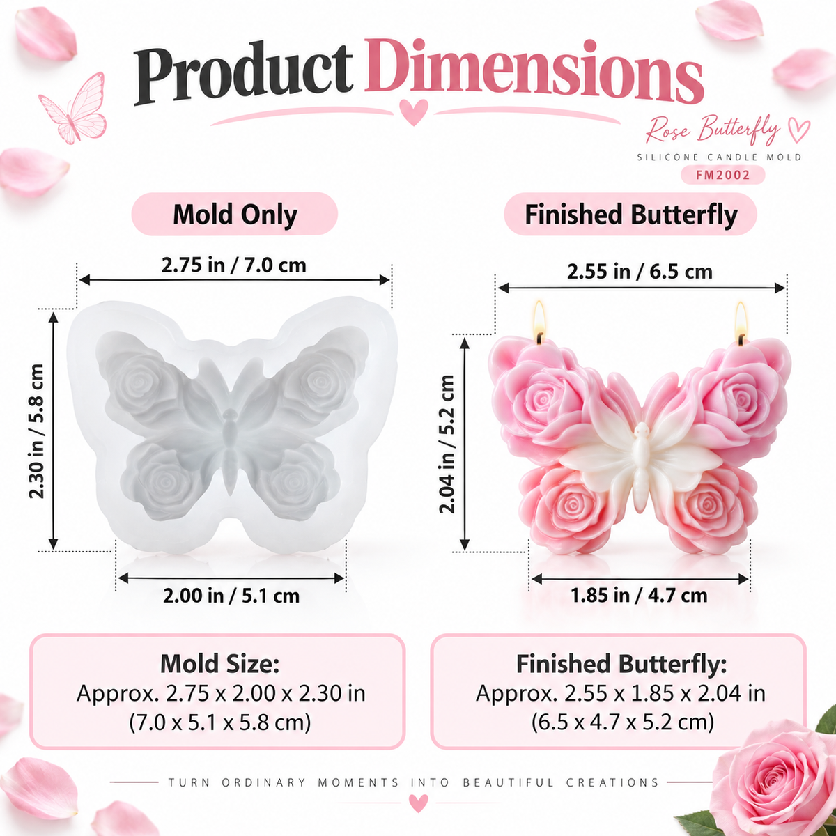 3D Rose Butterfly Silicone Candle Mold FM2002 – Floral Butterfly Craft Mold