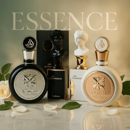 Discover the perfect couples’ perfume combo: Fakhar Men & Women, His & Her Confession. Four original Lattafa EDPs—luxury, longevity and value.