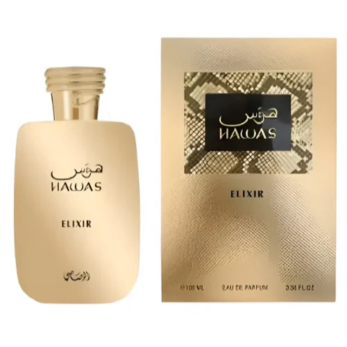 Shop Rasasi Hawas Elixir 100ml – a bold scent with mint, dark chocolate, vanilla, and white musk. Powerful, long-lasting, perfect for evenings.