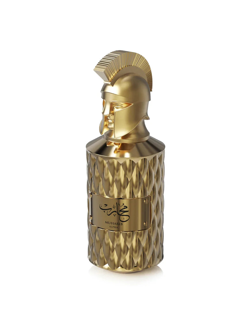 Muharib Alpha Men Eau de Parfum 3.4 oz — amber-spicy men’s fragrance with lavender, cinnamon, vanilla, honey, and tobacco