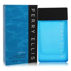 Perry Ellis Pure Blue Eau de Toilette 3.4 oz for Men — citrus & aquatic fougère with cardamom, sandalwood, musk, and amber