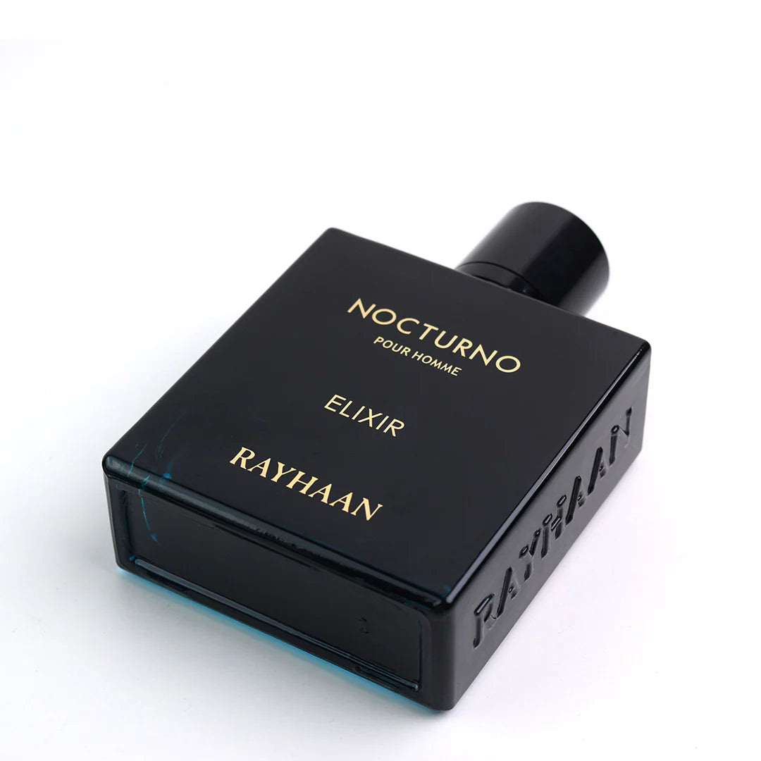 Rayhaan Nocturno Elixir Eau de Parfum 100ml black and blue bottle