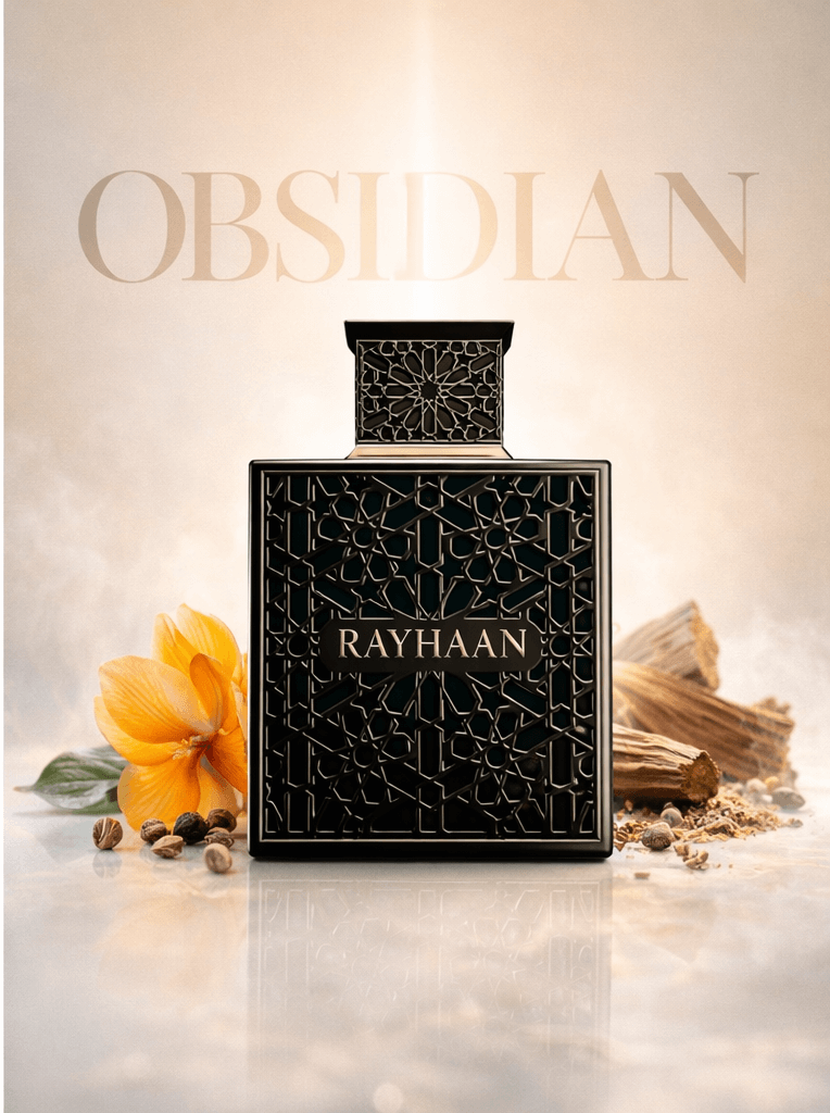 Rayhaan Obsidian Eau de Parfum 100ml bottle and box