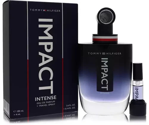 Tommy Hilfiger Impact Intense EDP 3.4 oz + 0.14 oz Travel Spray for Men — red apple, chestnut, cardamom, akigalawood & cedar