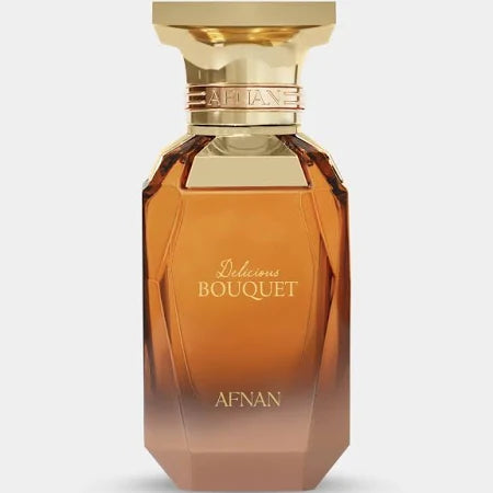 Afnan Delicious Bouquet Eau de Parfum bottle women’s fragrance with citrus, vanilla, caramel, honey and floral notes