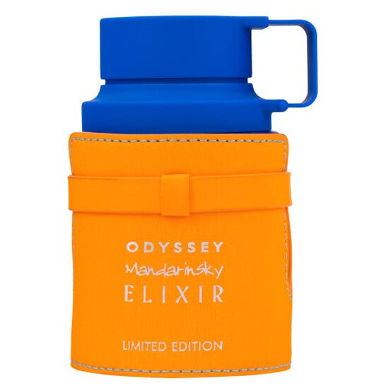 Armaf Odyssey Mandarin Sky Elixir Limited Edition 3.4 oz Eau de Parfum for men – citrus amber fragrance bottle on white background