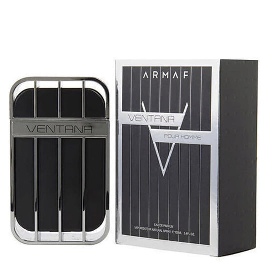 Armaf Ventana 3.4 oz Eau de Parfum for Men – elegant fresh and woody fragrance bottle on white background