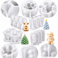 12-piece Christmas silicone candle mold bundle with Santa Claus reindeer and two Christmas tree designs