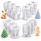 12-piece Christmas silicone candle mold bundle with Santa Claus reindeer and two Christmas tree designs