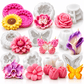 12-piece floral and butterfly silicone candle mold bundle with rose tulip sunflower calla lily and flower designs