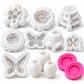 12-piece floral and butterfly silicone candle mold bundle with rose tulip sunflower calla lily and flower designs