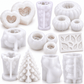 14-piece Christmas and floral silicone candle mold bundle with Santa reindeer trees roses chrysanthemum and heart flower designs