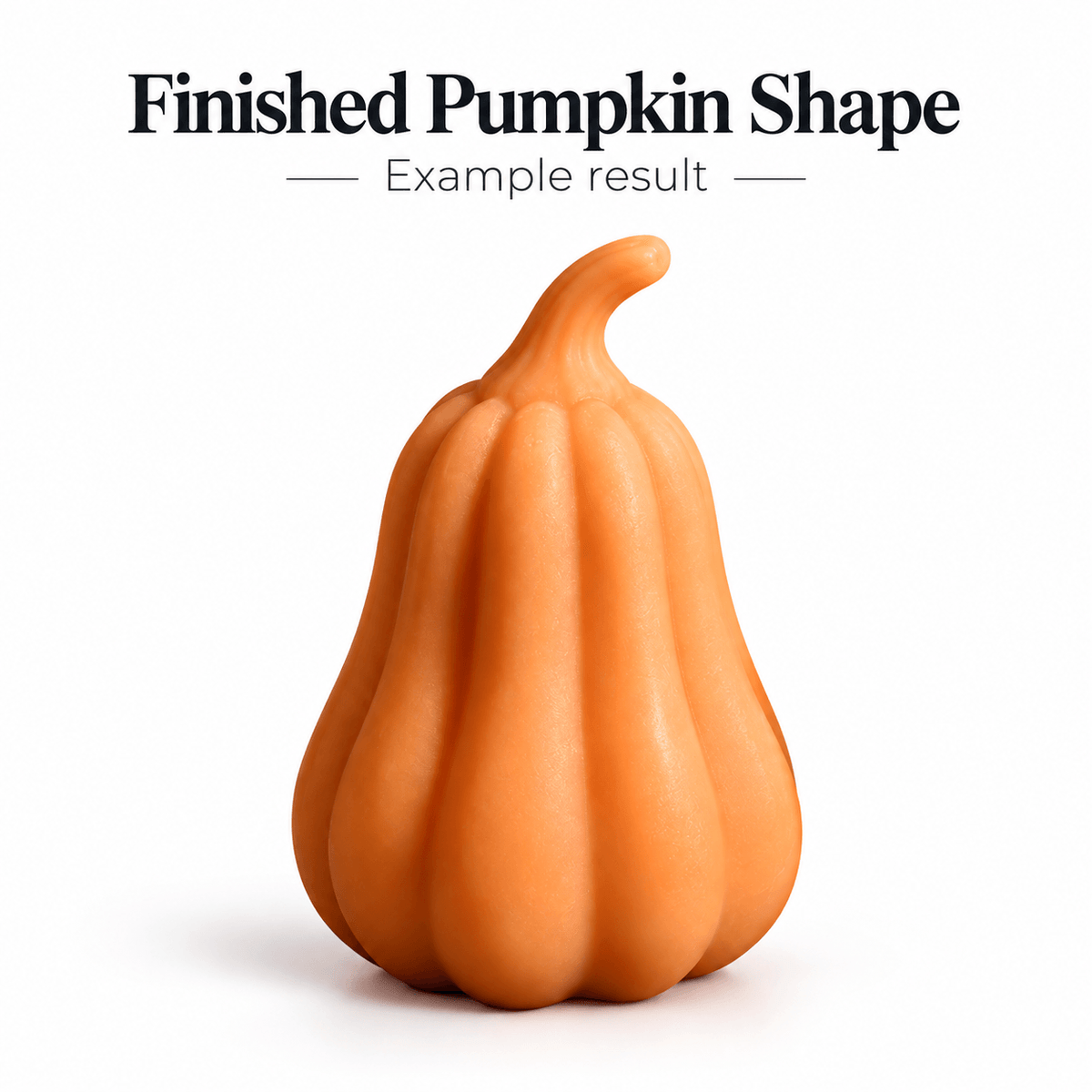 White 3D pumpkin silicone candle mold with finished orange gourd example