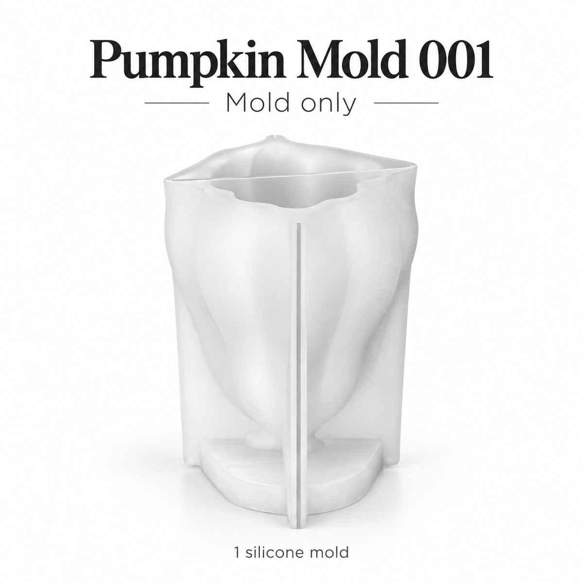 White 3D pumpkin silicone candle mold with finished orange gourd example