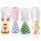4-piece Christmas silicone candle mold bundle with Santa Claus reindeer and two Christmas tree molds