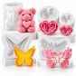 5-piece romantic silicone candle mold bundle with rose bear heart flower and butterfly molds