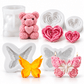 5-piece romantic silicone candle mold bundle with rose bear heart flower and butterfly molds
