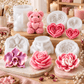 6-piece romantic floral silicone candle mold bundle with rose bear heart roses bougainvillea and flower molds