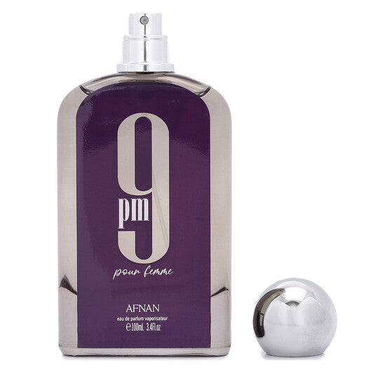 Afnan 9PM for Women (3.4 oz). A sweet, elegant floral scent with vanilla, amber and musk. Long-lasting—perfect for evening wear.