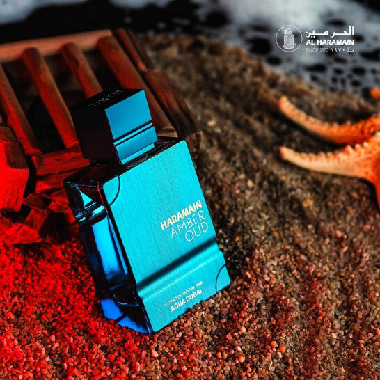 Al Haramain Amber Oud Aqua Dubai Extrait de Parfum 75ml 2.5oz bottle and box