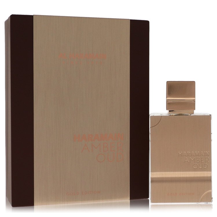 Al Haramain Amber Oud Gold Edition Eau de Parfum bottle unisex amber vanilla musk fragrance on white background
