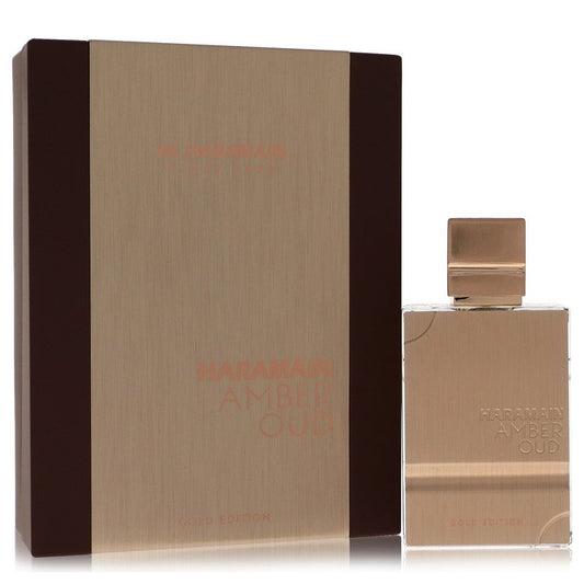 Al Haramain Amber Oud Gold Edition Eau de Parfum bottle unisex amber vanilla musk fragrance on white background