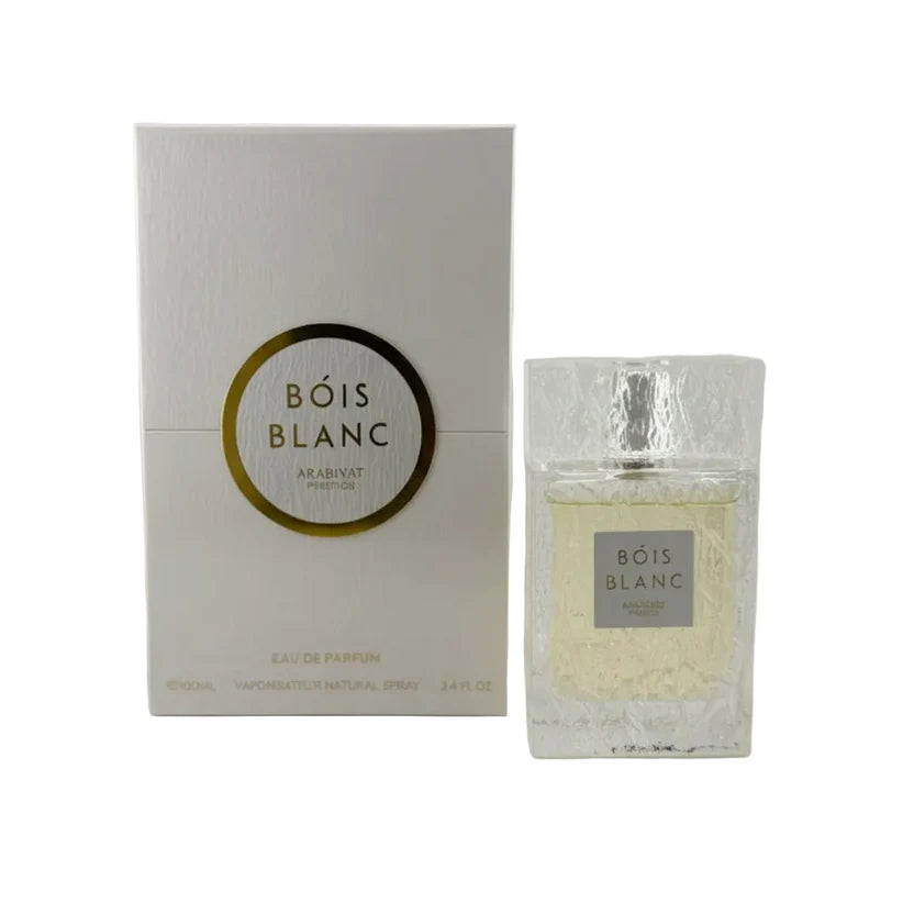 Arabiyat Prestige Bois Blanc Eau de Parfum 100 ml bottle and box