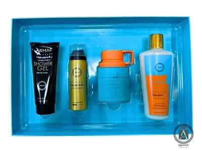 Armaf Odyssey Mandarin Sky Men Gift Set — EDP 3.4 oz + Shower Gel 3.4 oz + Body Spray 1.7 oz + Shampoo 8.4 oz