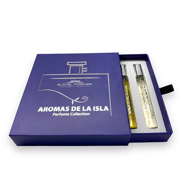 Aromas de la Isla Perfume Collection for Men by Suchel Forever with five travel spray vials