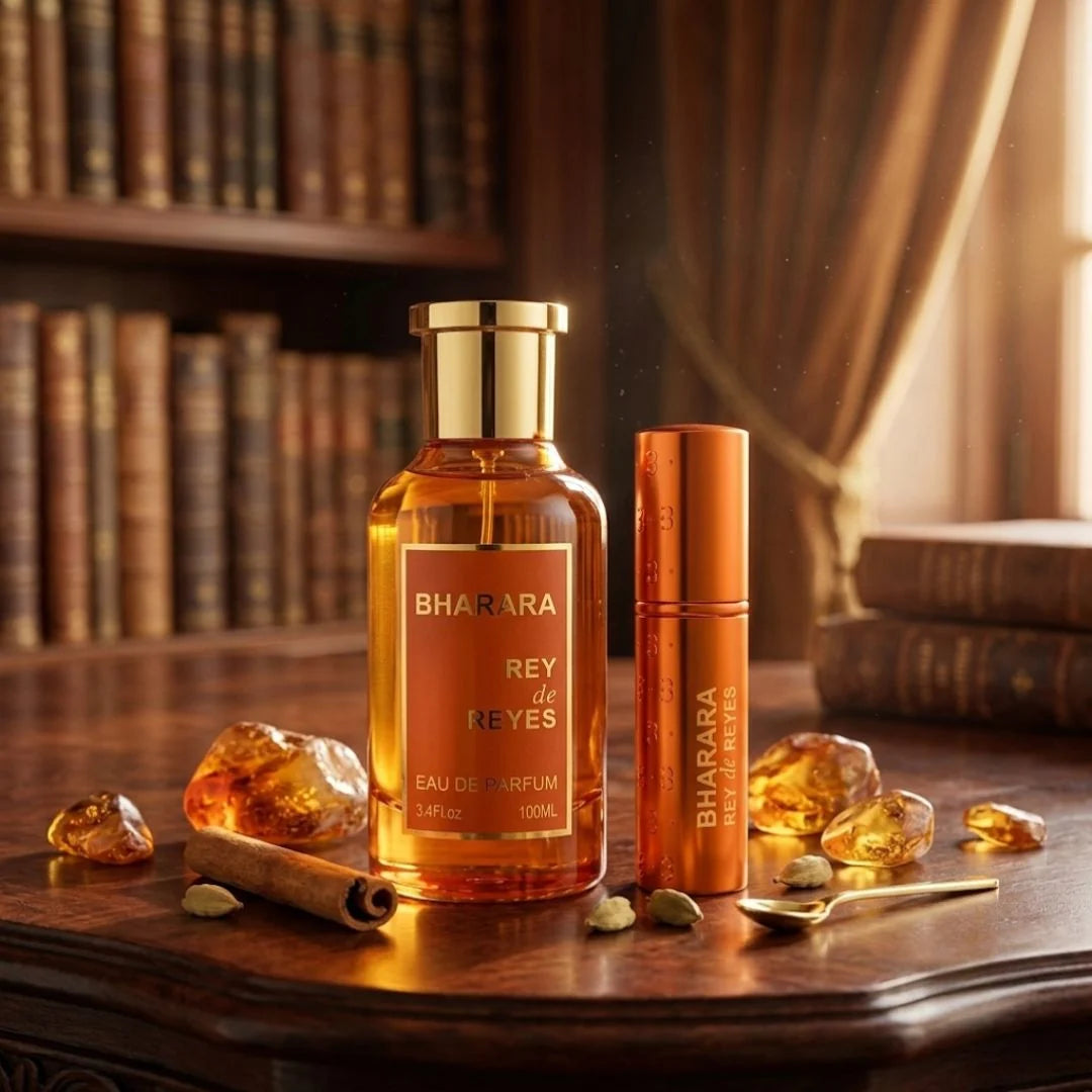 Bharara Rey de Reyes Orange Eau de Parfum 100 ml unisex fragrance bottle and orange retail box