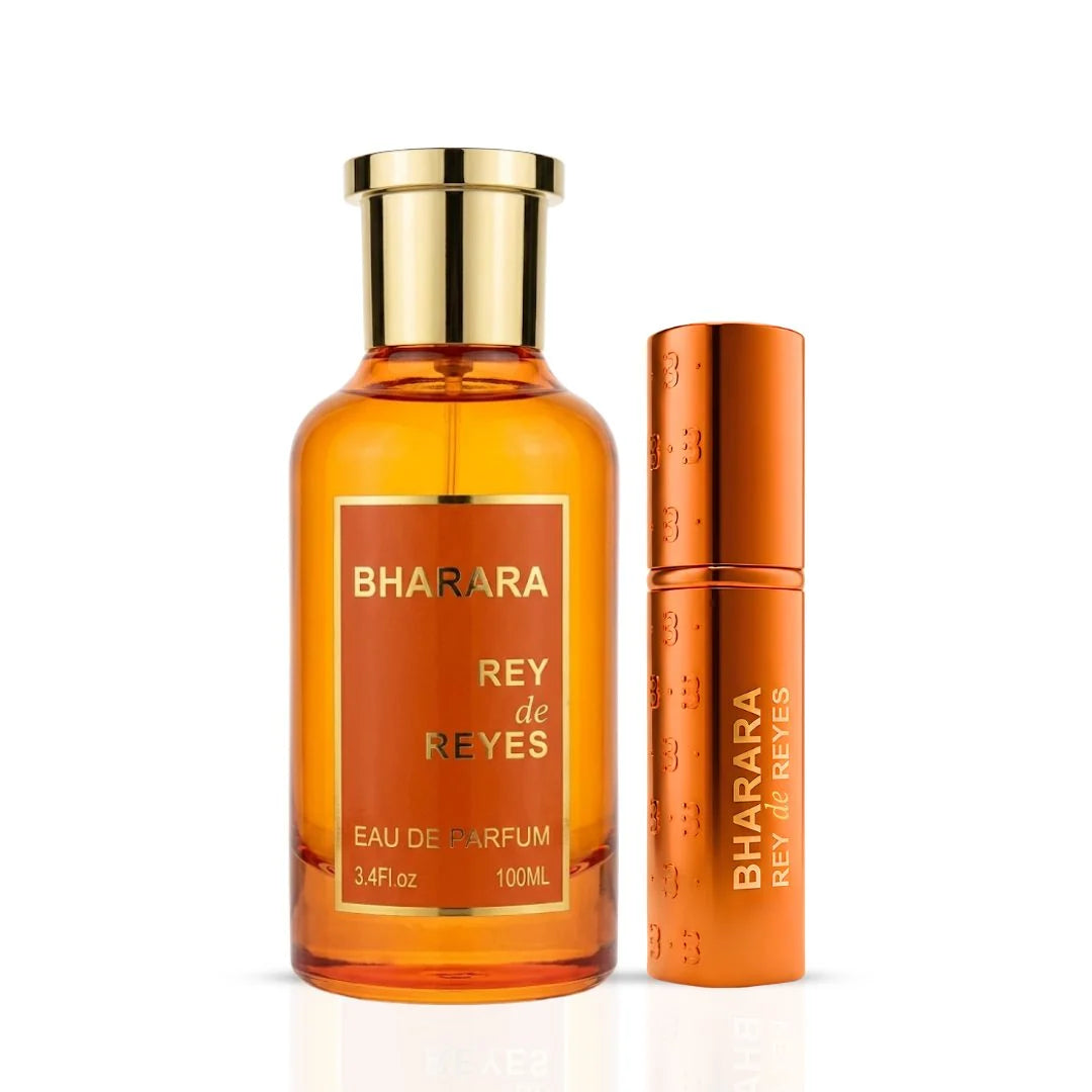 Bharara Rey de Reyes Orange Eau de Parfum 100 ml unisex fragrance bottle and orange retail box