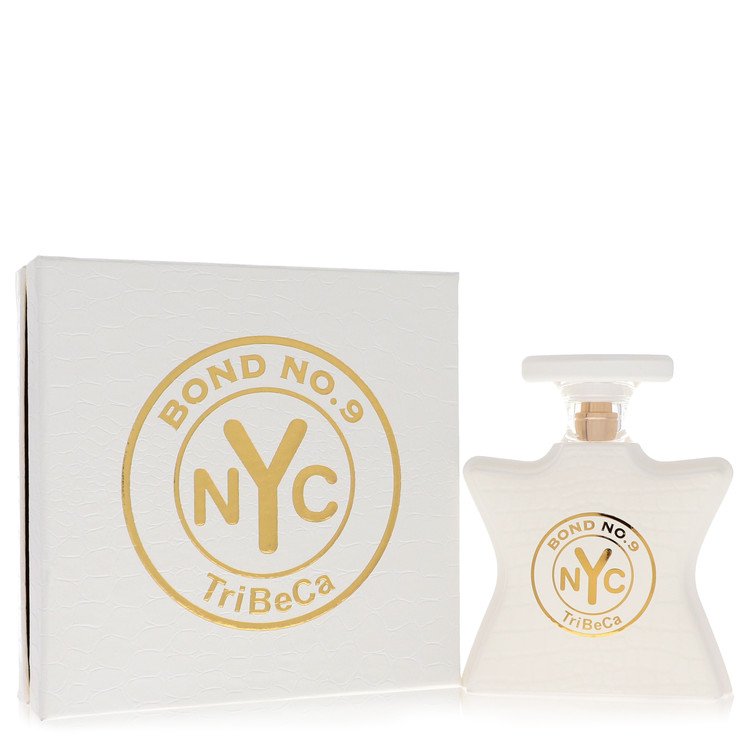 Bond No. 9 Tribeca 100 ml Eau de Parfum – green hazelnut cacao jasmine cedar caramel moss unisex luxury fragrance bottle on white background