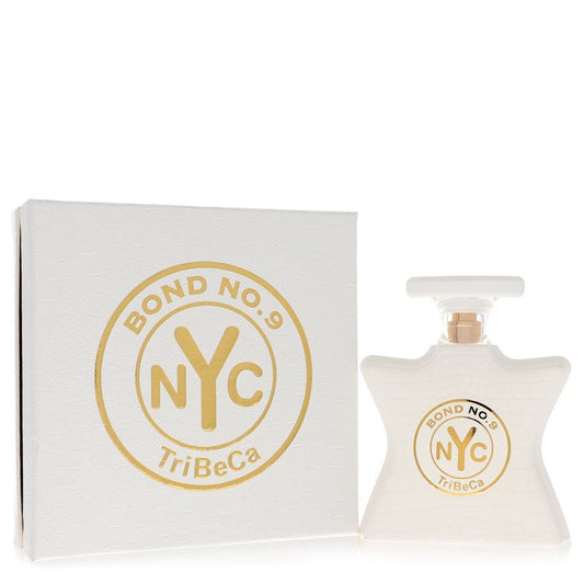 Bond No. 9 Tribeca 100 ml Eau de Parfum – green hazelnut cacao jasmine cedar caramel moss unisex luxury fragrance bottle on white background
