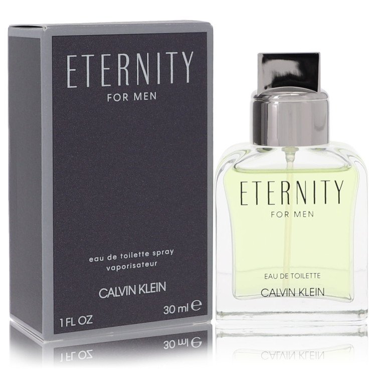 Calvin Klein Eternity Eau de Toilette 30 ml for Men – fresh mandarin lavender woody amber fragrance bottle on white background