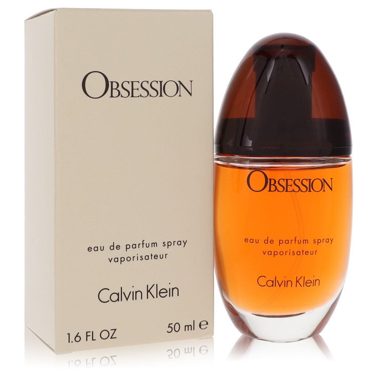 Calvin Klein Obsession Eau de Parfum Spray 50 ml for Women – oriental spicy amber and vanilla fragrance bottle on white background