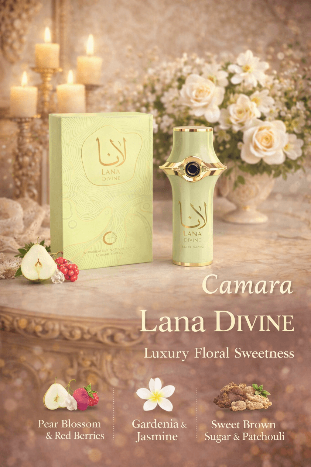 Camara Lana Divine Eau de Parfum 100ml women floral fruity gourmand perfume bottle and box