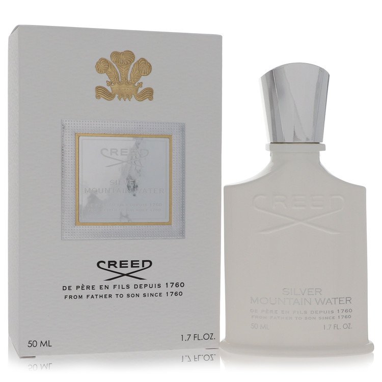 Creed Silver Mountain Water 1.7oz Eau de Parfum – bergamot blackcurrant green tea sandalwood musk unisex fragrance bottle on white background