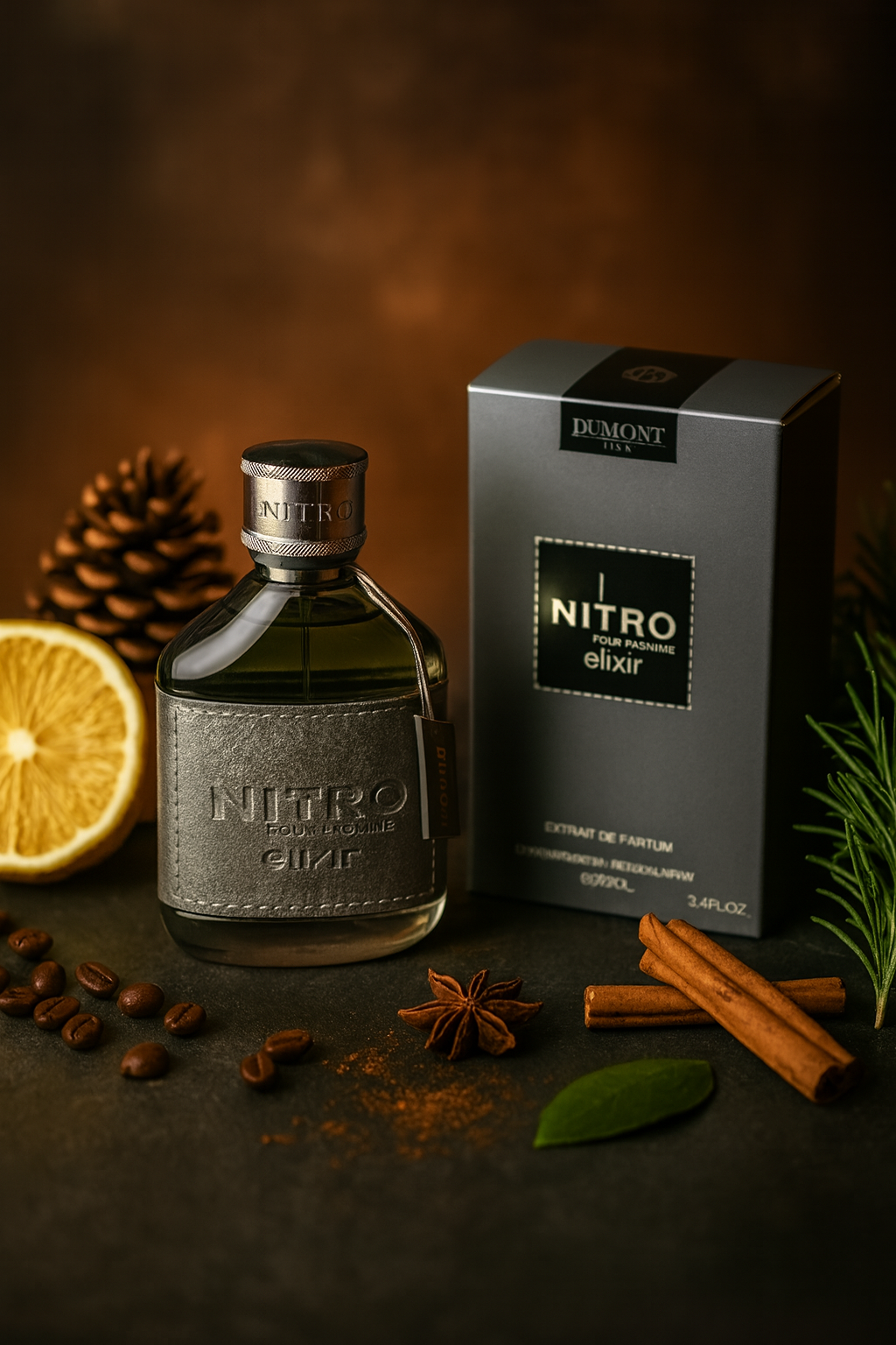 Dumont Nitro Elixir Pour Homme luxury fragrance packaging
