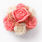 Solandra Eternal Bloom handmade floral candle centerpiece featuring handcrafted wax roses and decorative flower accents.
