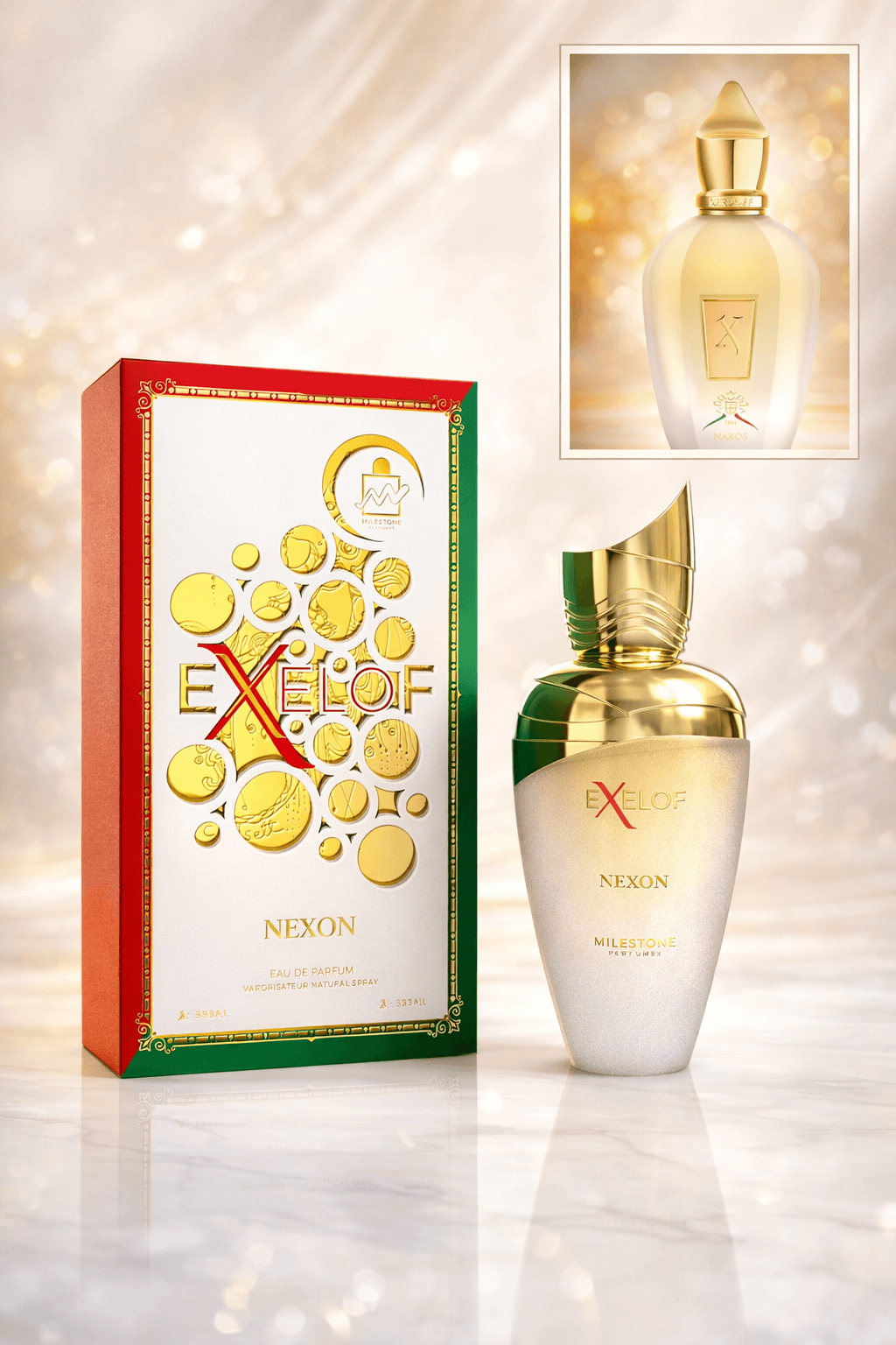 Exelof Nexon Eau de Parfum by Milestone unisex sweet aromatic luxury perfume bottle