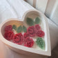 Heart-shaped decorative dough bowl candle with handmade wax details