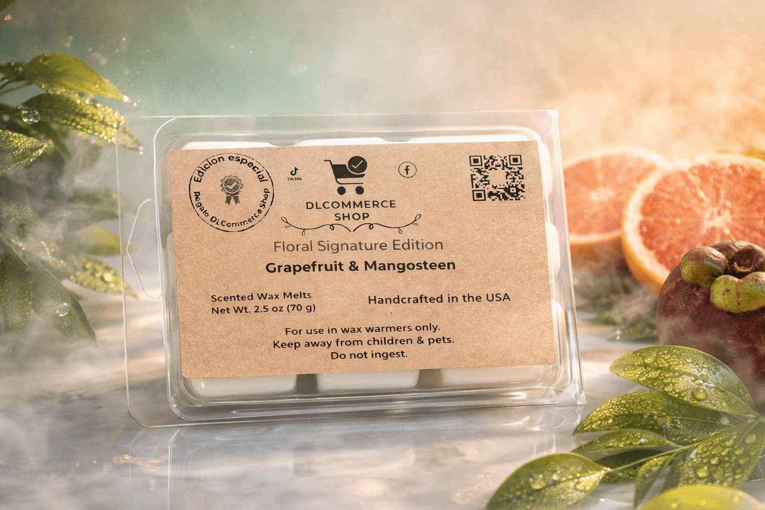 Floral Signature Edition handmade scented wax melts clamshell packaging