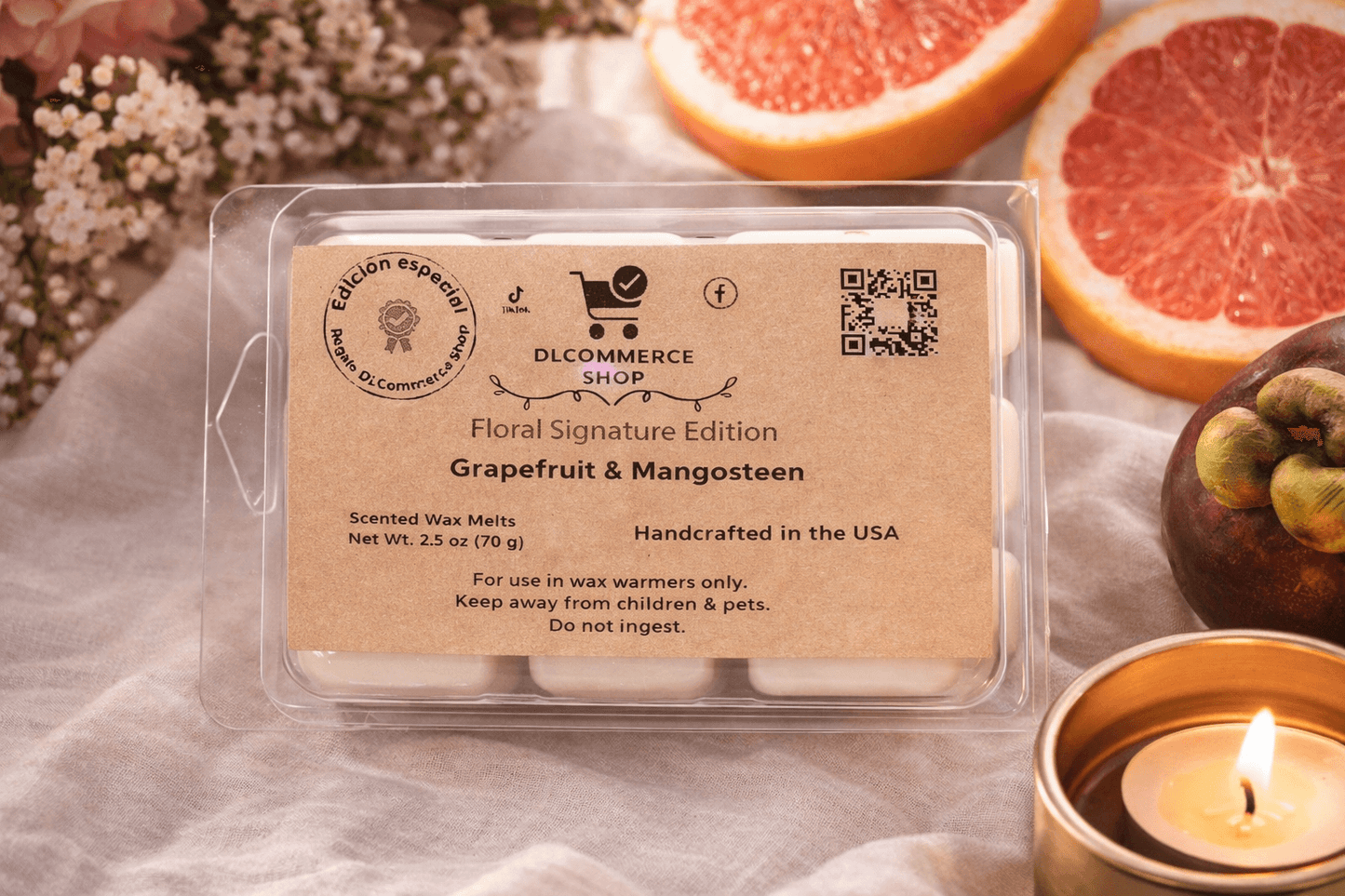 Floral Signature Edition handmade scented wax melts clamshell packaging