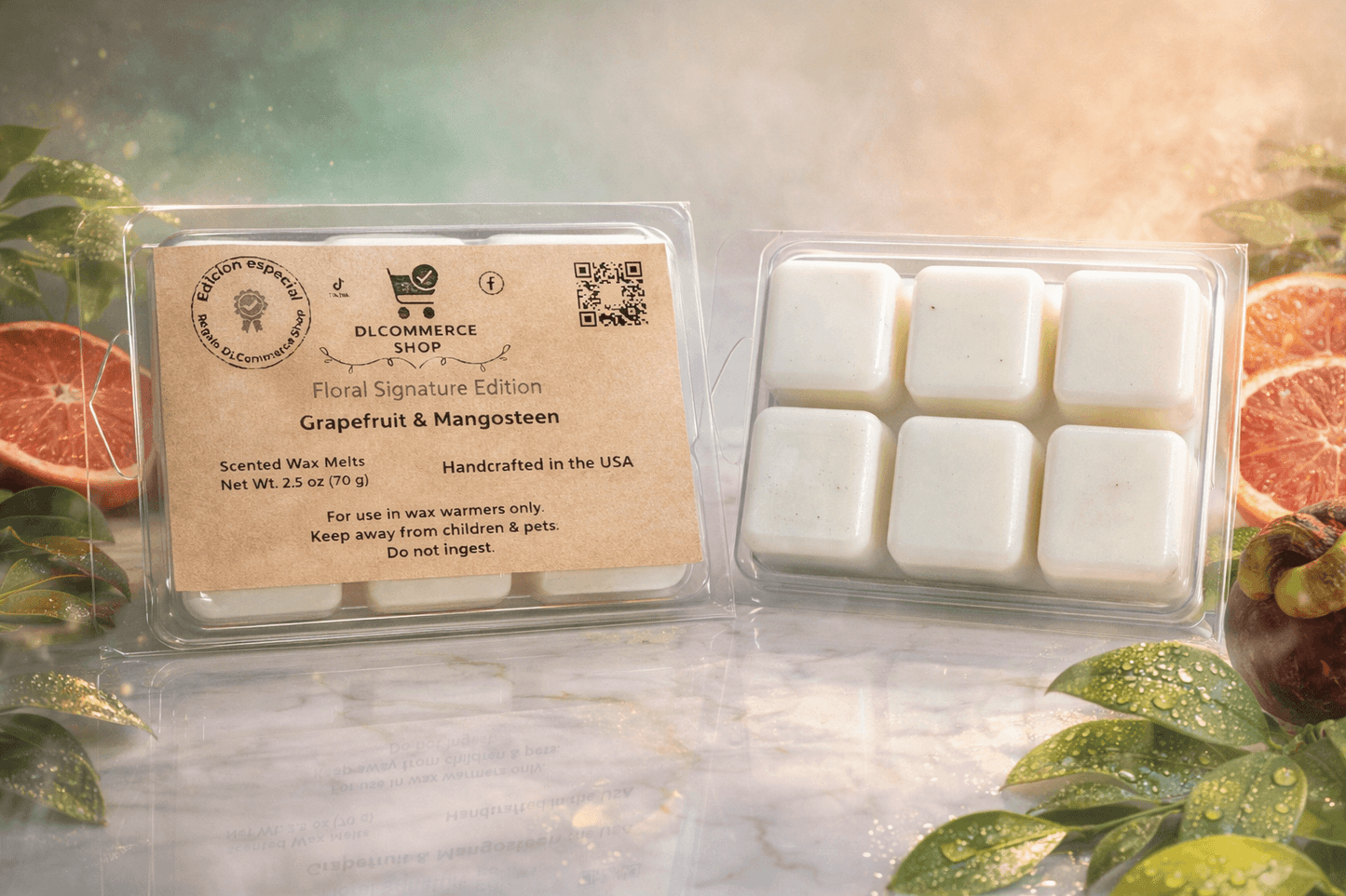 Floral Signature Edition handmade scented wax melts clamshell packaging