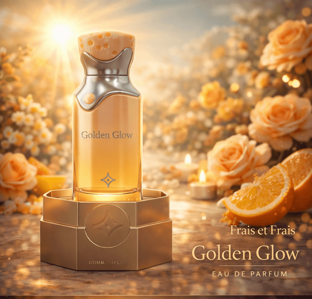 Frais et Frais Golden Glow Eau de Parfum 100ml unisex fruity floral oriental perfume bottle and box