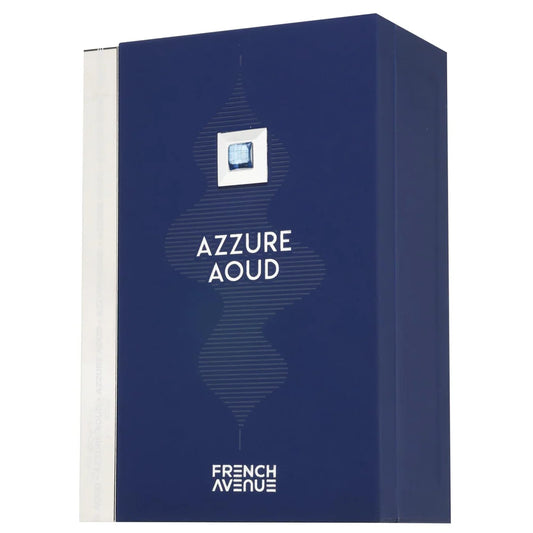 French Avenue Azzure Aoud Eau de Parfum by Fragrance World unisex perfume bottle and box